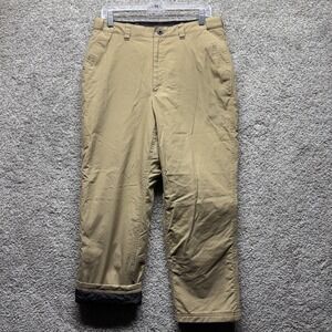 LL Bean Insulated Pants Mens 32x29 Beige Quilted Thermal Outdoor Workwear 290121